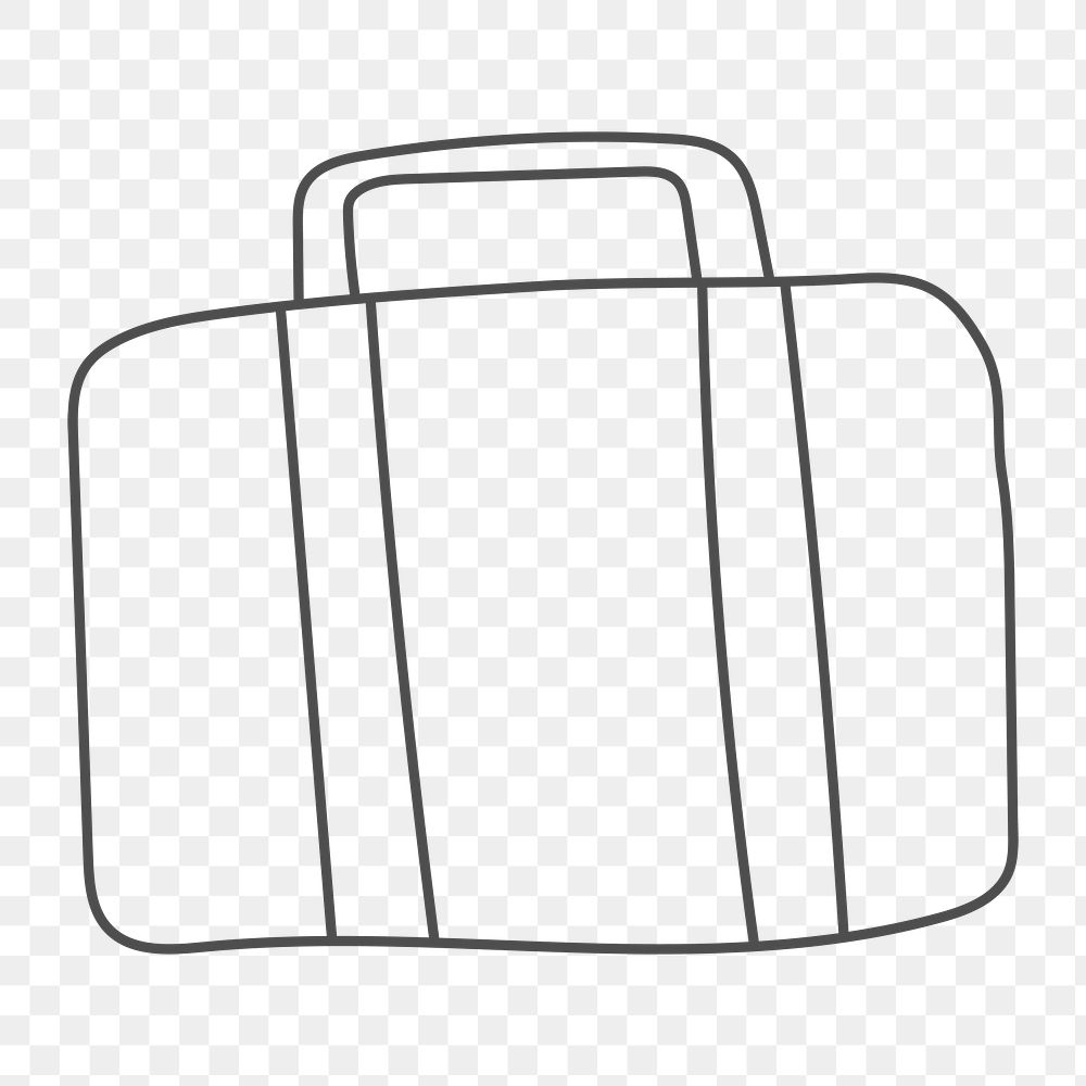 Png briefcase doodle icon, transparent background