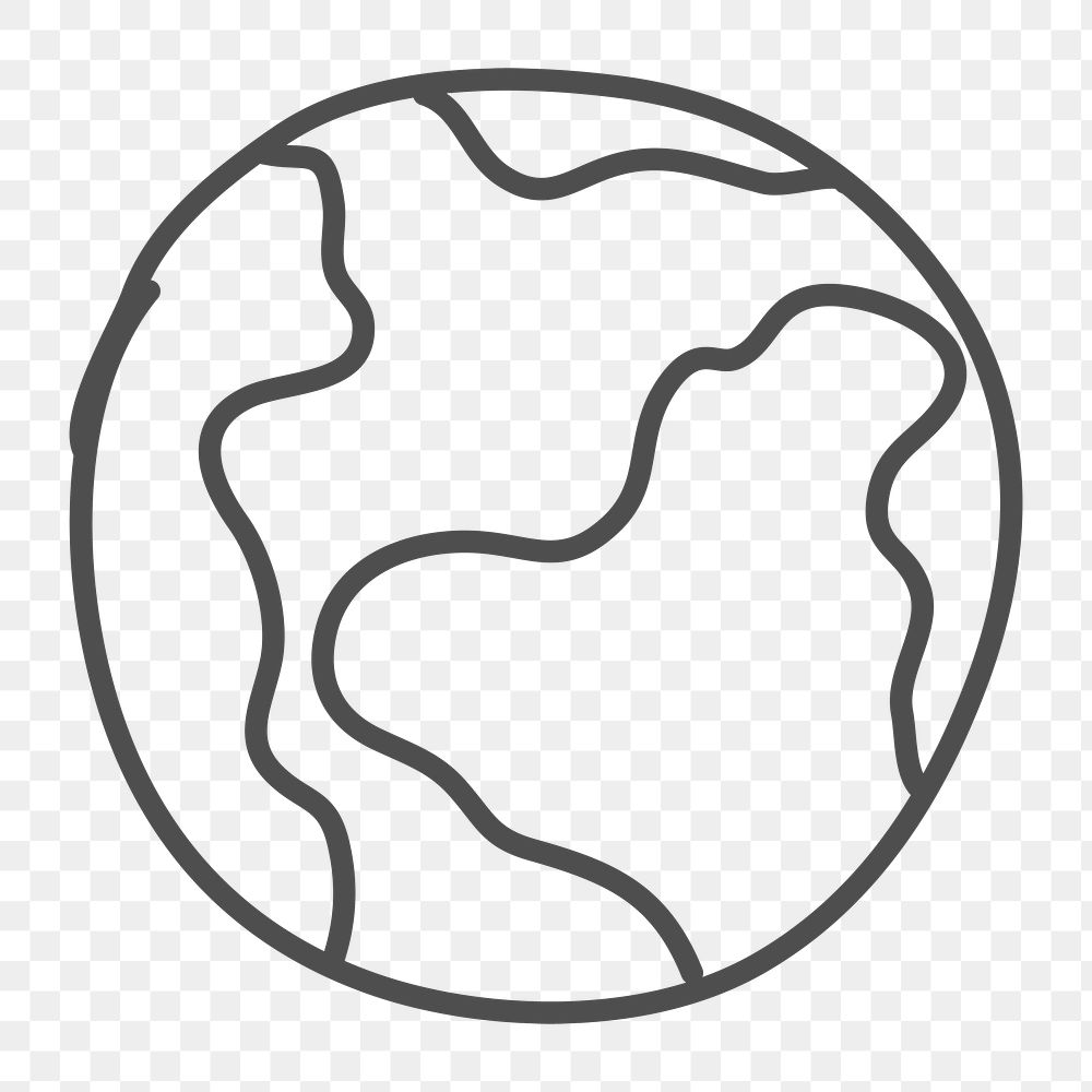 Png outline earth doodle icon, | Free PNG - rawpixel