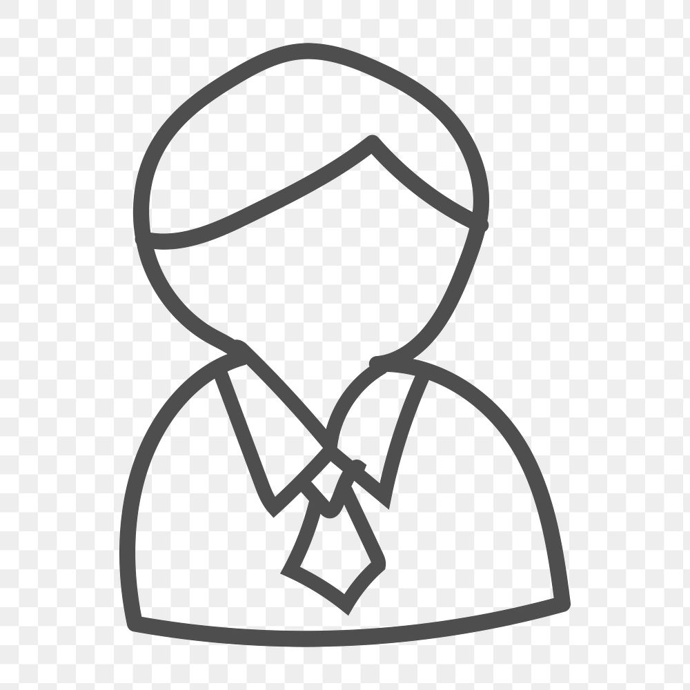 Png outline businessperson doodle icon, transparent background