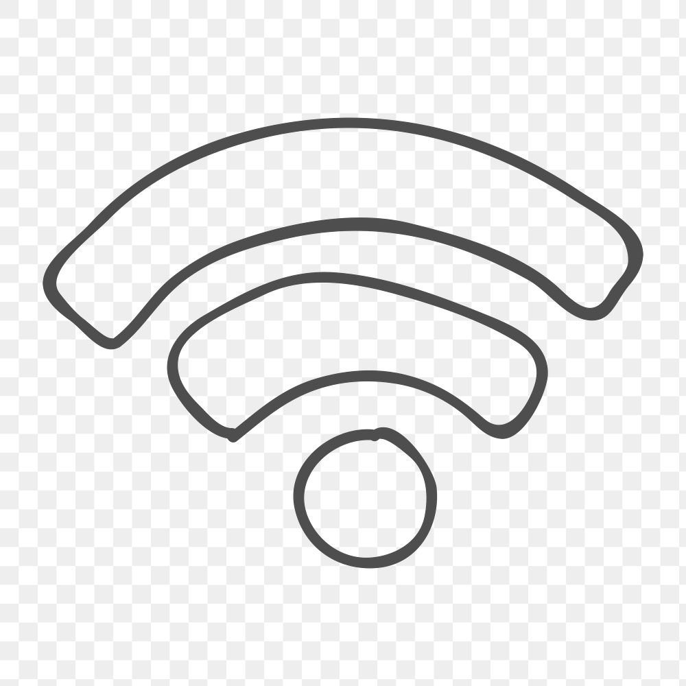 Png simple wifi network doodle design element, transparent background