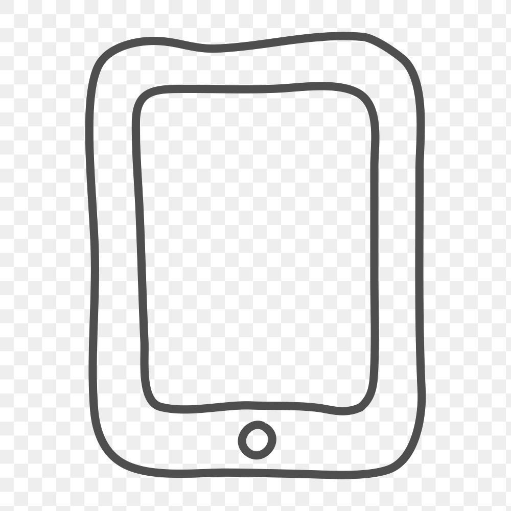 Png simple phone doodle design element, transparent background
