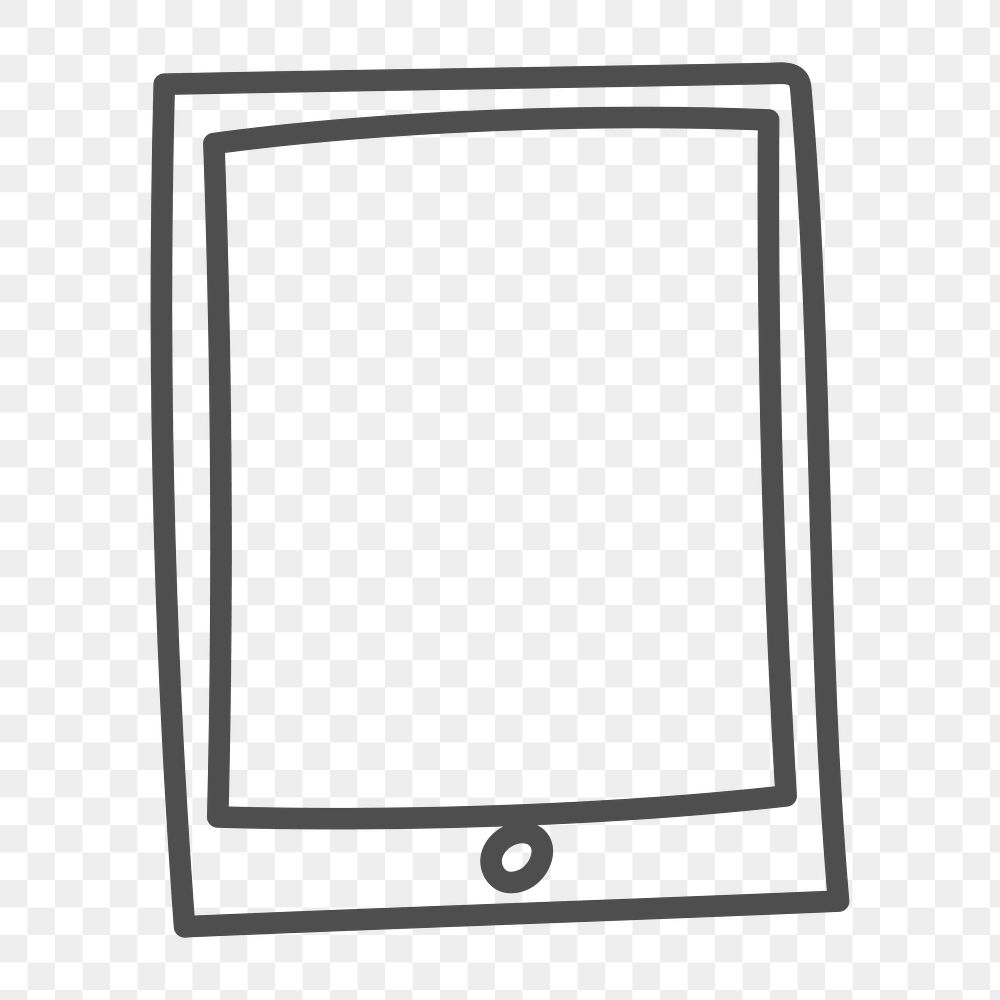 Png simple tablet doodle design element, transparent background