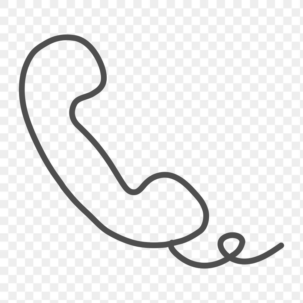 Png simple telephone doodle design element, transparent background