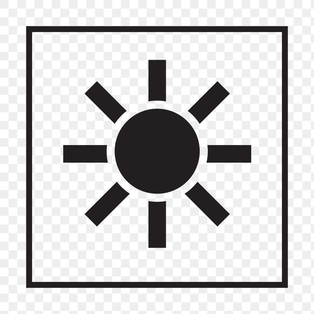 Png sun heat caution symbol element, transparent background