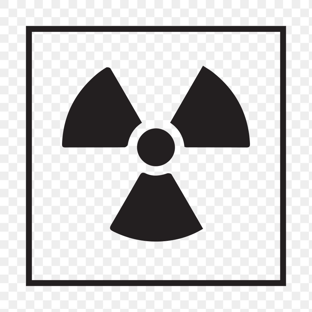 Png radioactive caution symbol element, transparent background