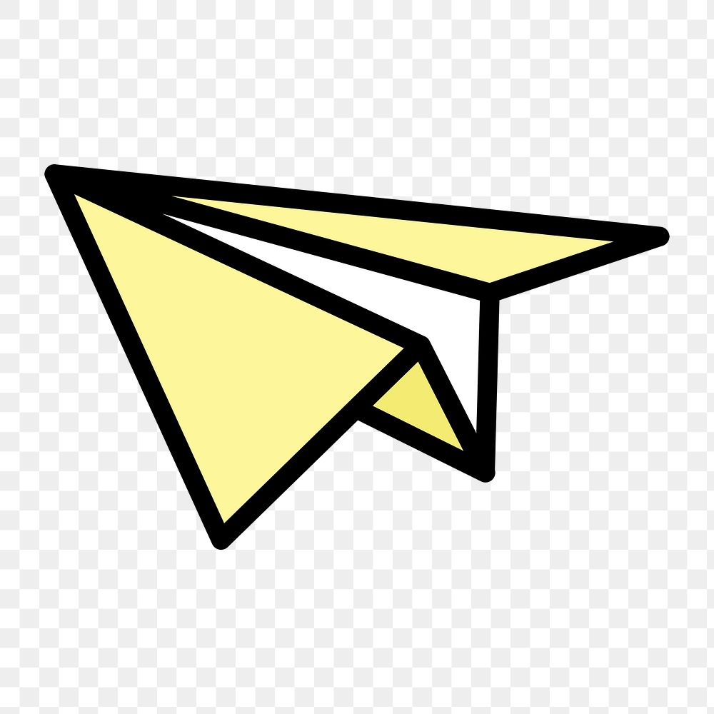 Yellow paper plane icon png,  transparent background 