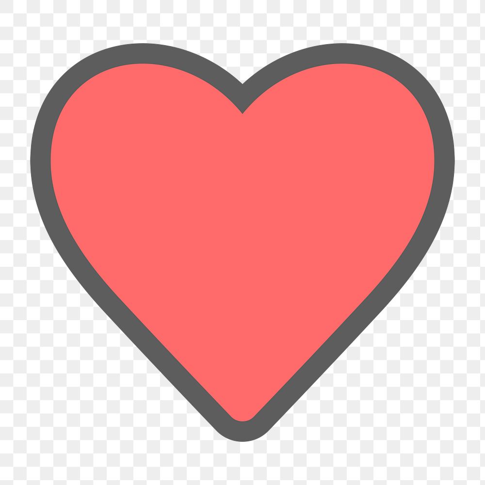 Heart icon png ticker,  transparent background 