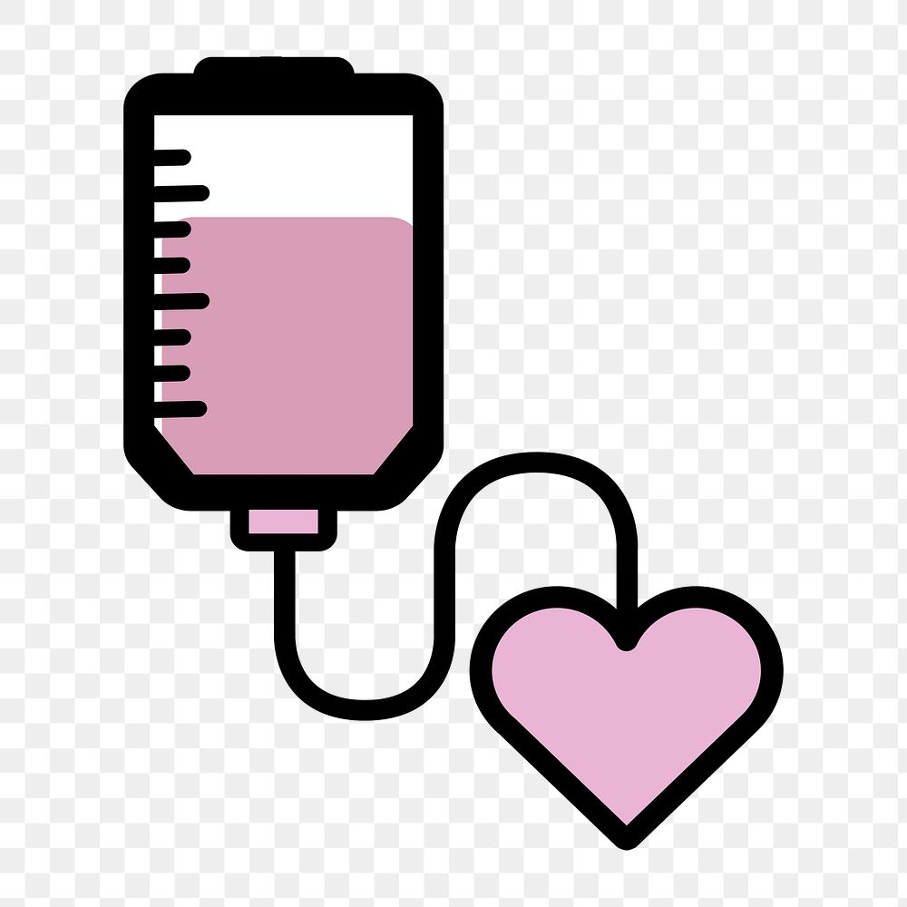 Blood donation icon png, medical illustration on transparent background 