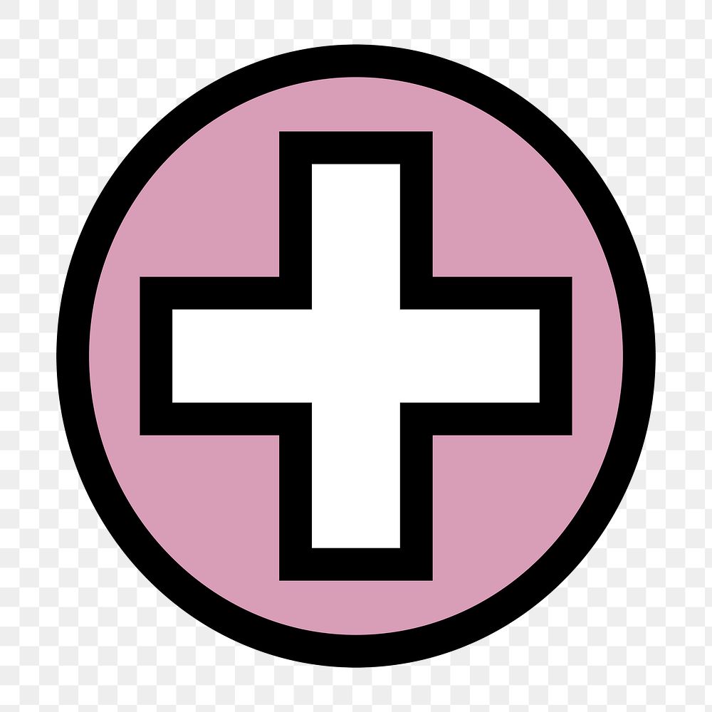 Medical cross symbol icon png, transparent background 