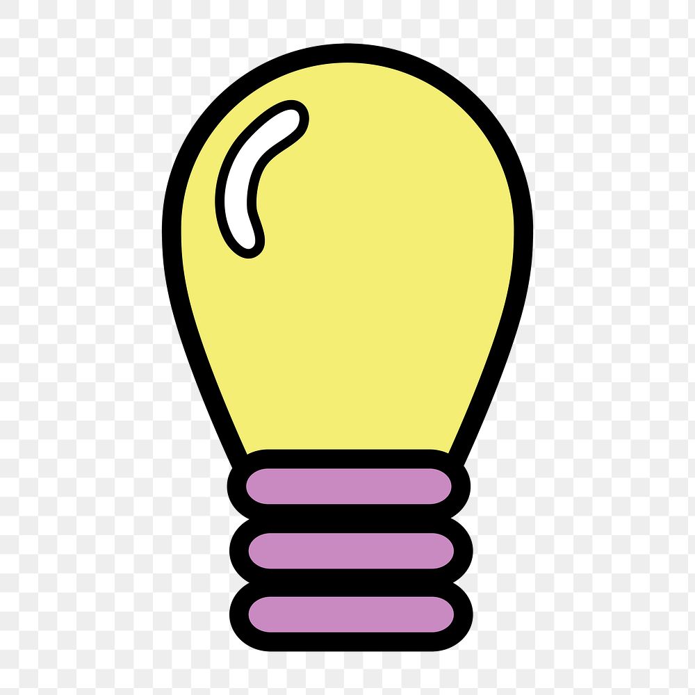Light bulb icon png, creative ideas illustration on  transparent background 