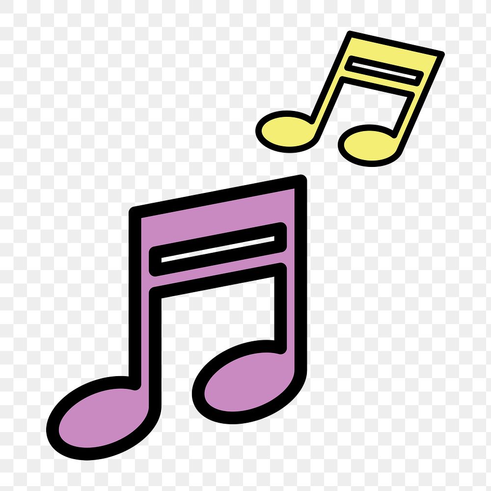 Musical note icon png,  transparent background 