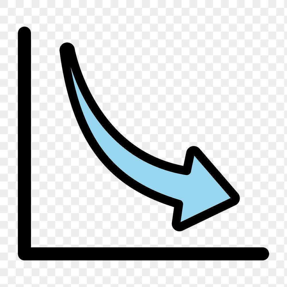 Png falling arrow chart,  transparent background 