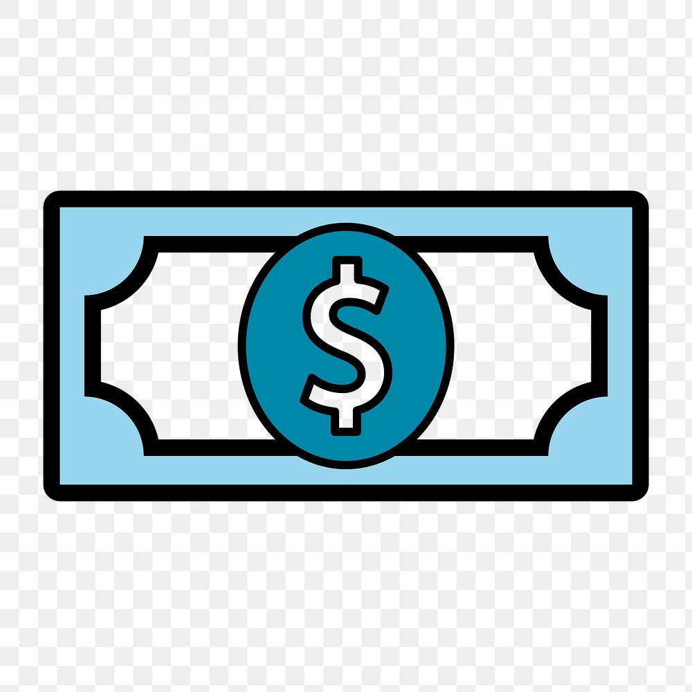 Dollar banknote icon png,  transparent background 