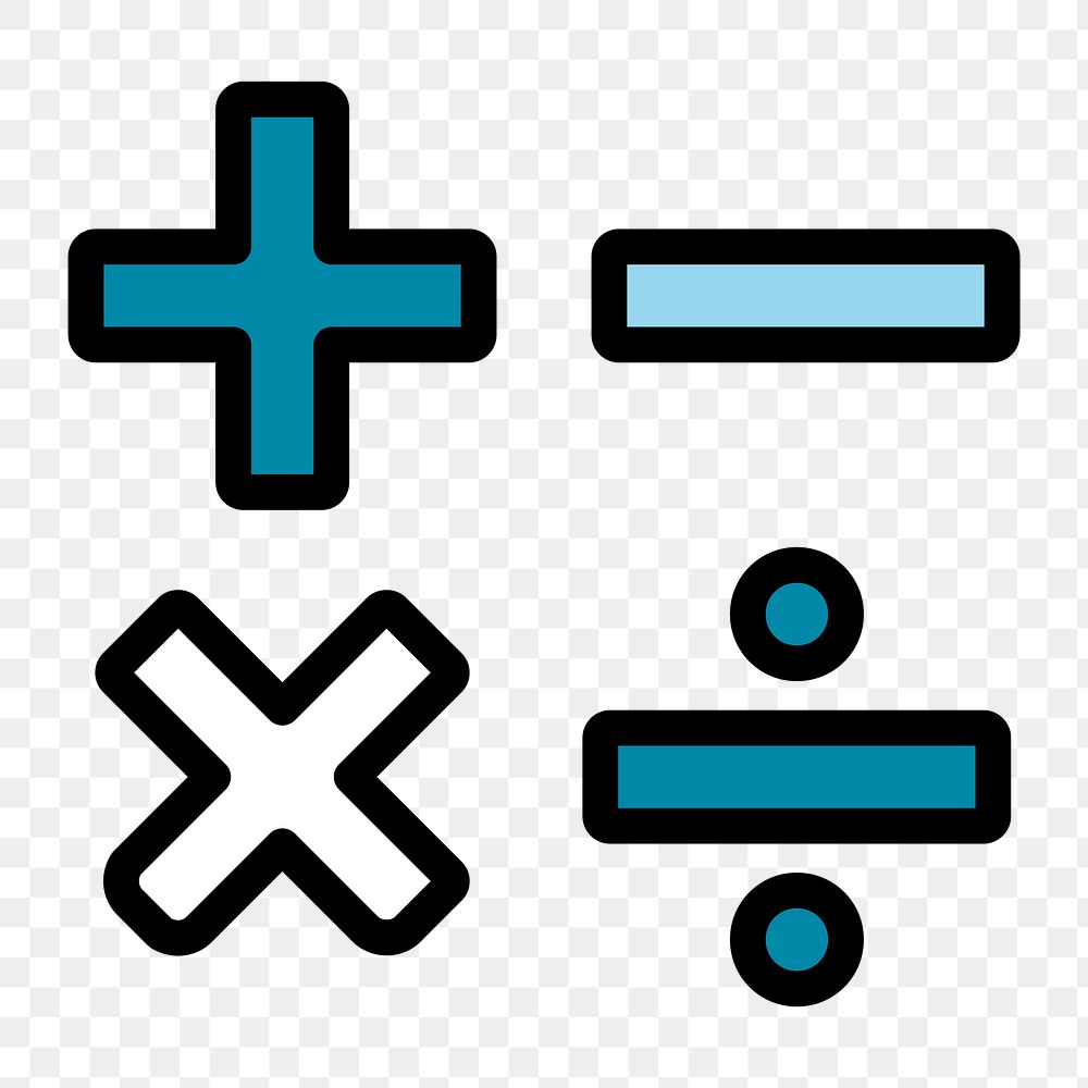 Mathematic symbols icon png, transparent background 
