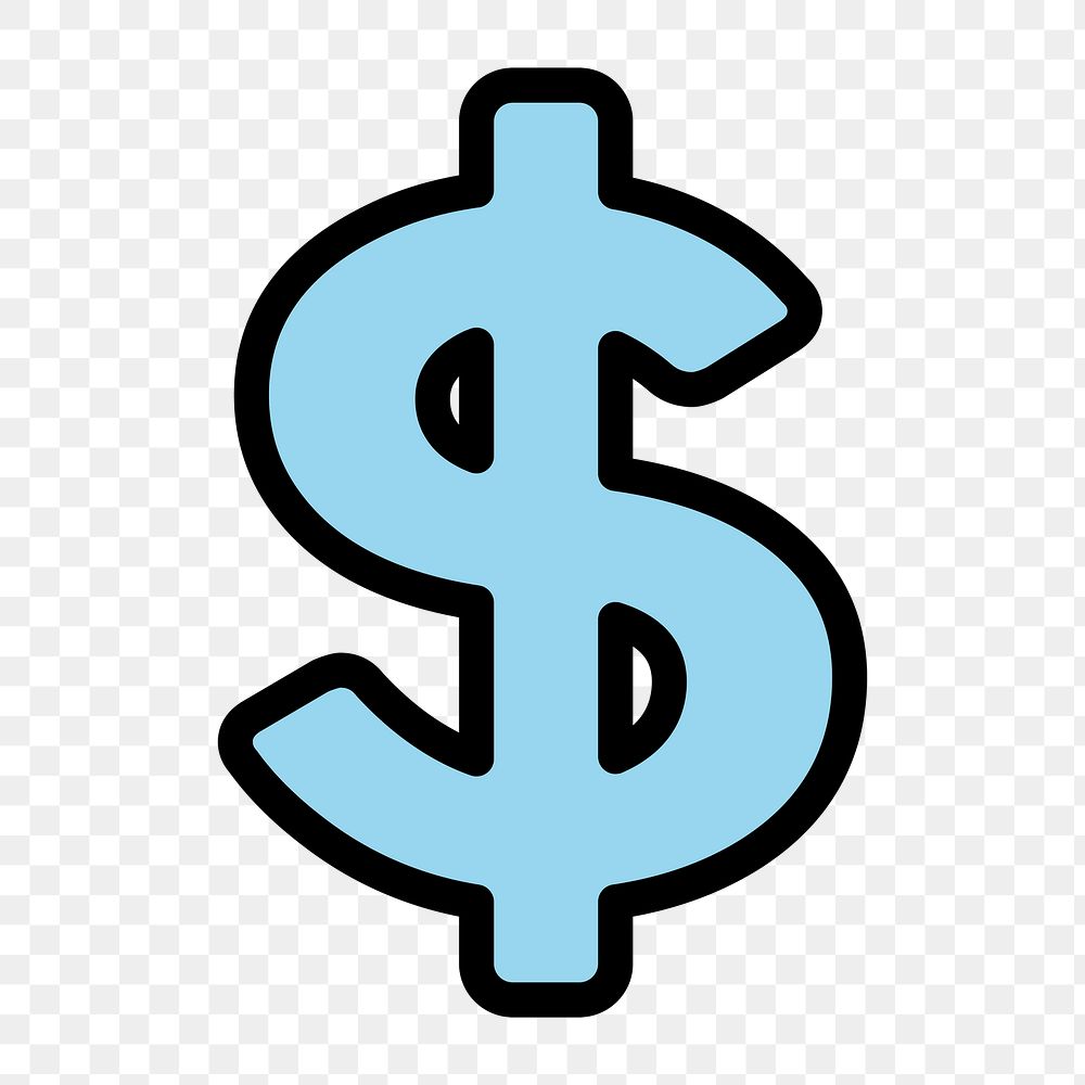 US dollar sign icon png, currency illustration on transparent background 