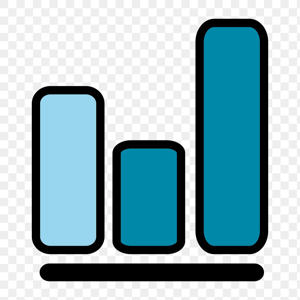 Bar chart icon png, data analysis graph Illustration on transparent background 
