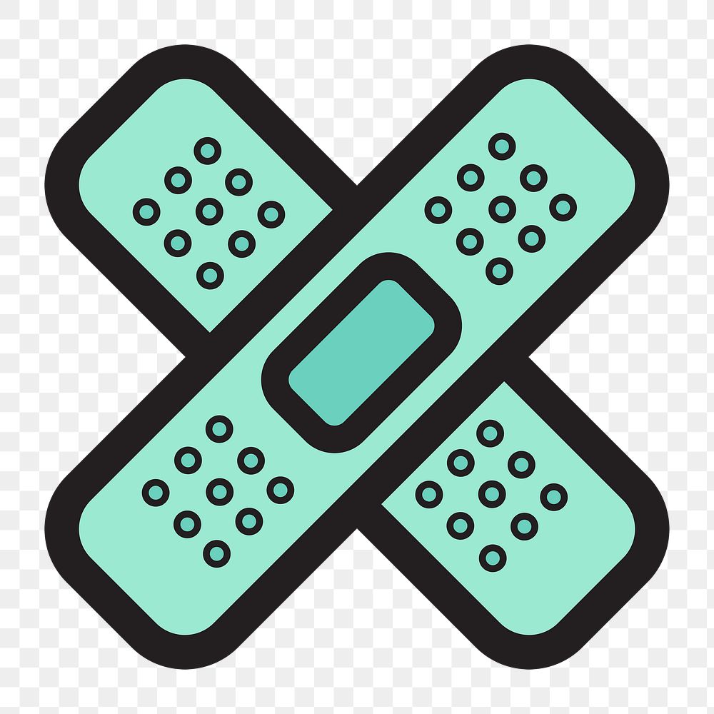X shape bandage icon png, transparent background 