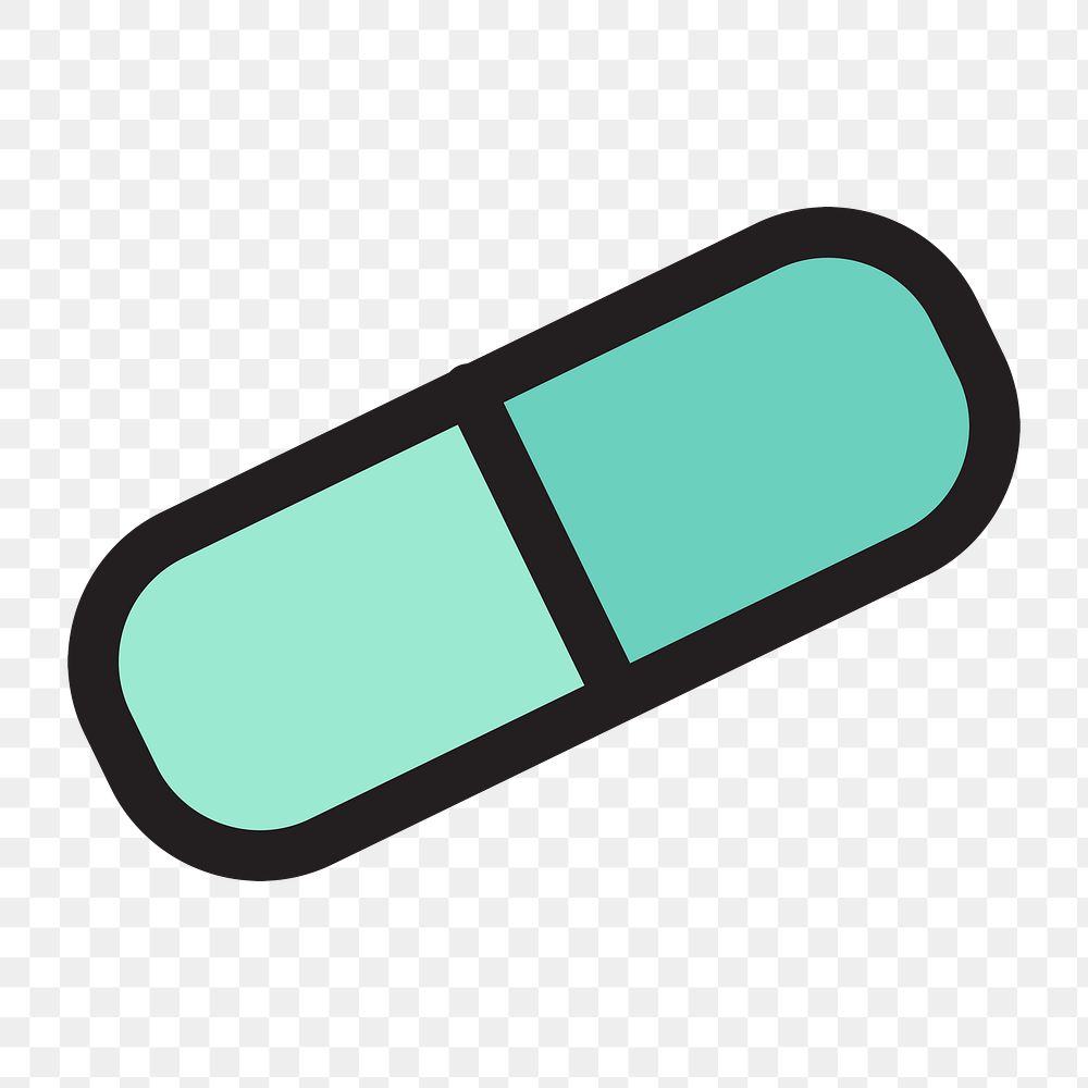 Medicine capsules icon png, transparent background 