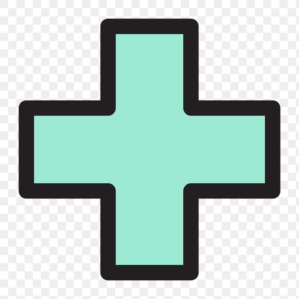 Medical cross symbol icon png, healthcare graphic on  transparent background 