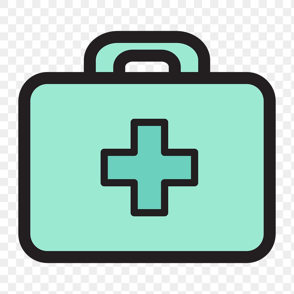 First aid kit icon png, transparent background 