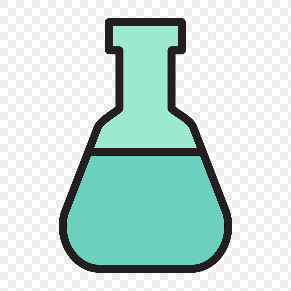 Science beaker icon png, transparent background 