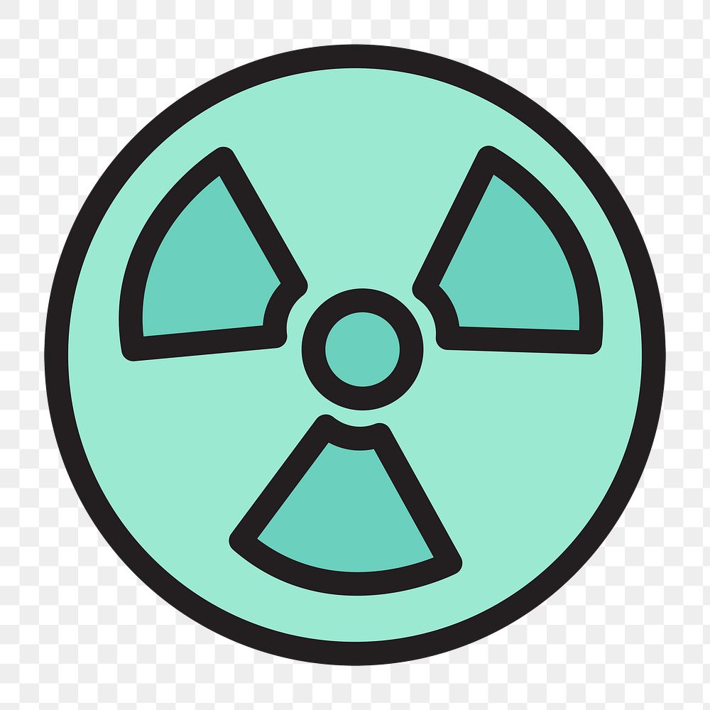 Radioactive warning icon png sign, transparent background 