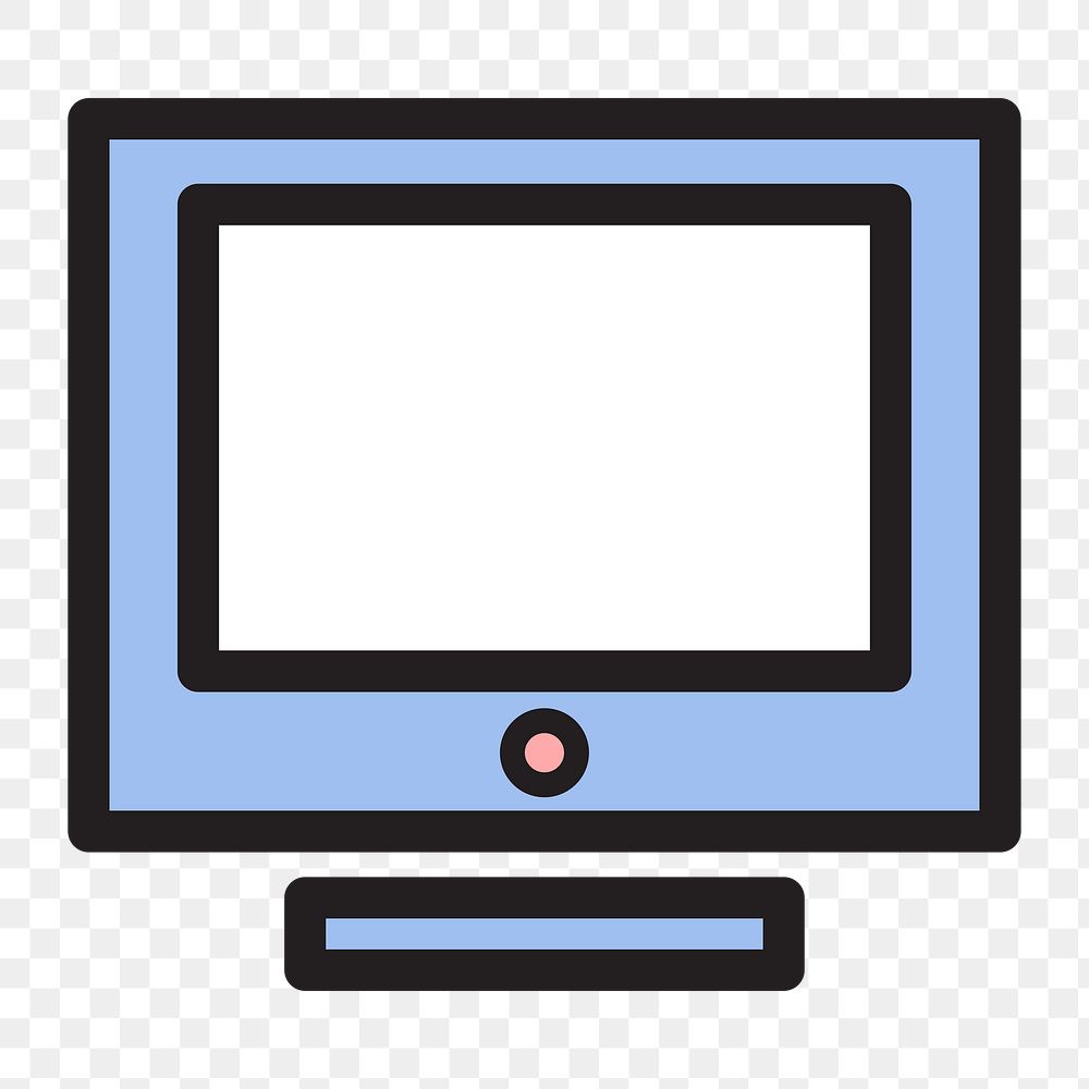Computer monitor icon png, cute illustration on  transparent background 