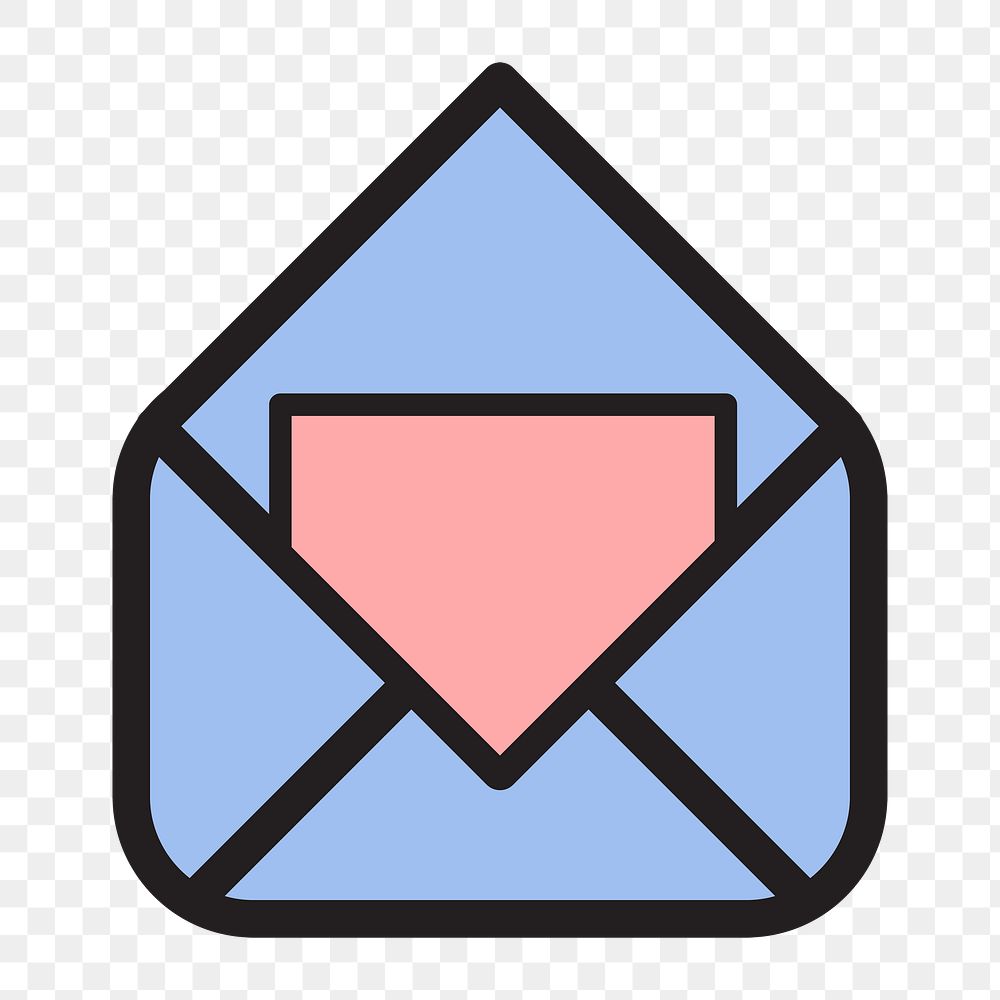 Open envelope icon png, transparent background