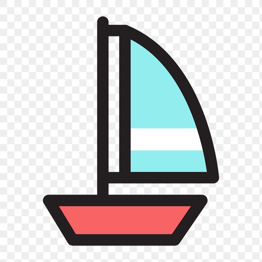 Sailing boat icon png, transparent background 