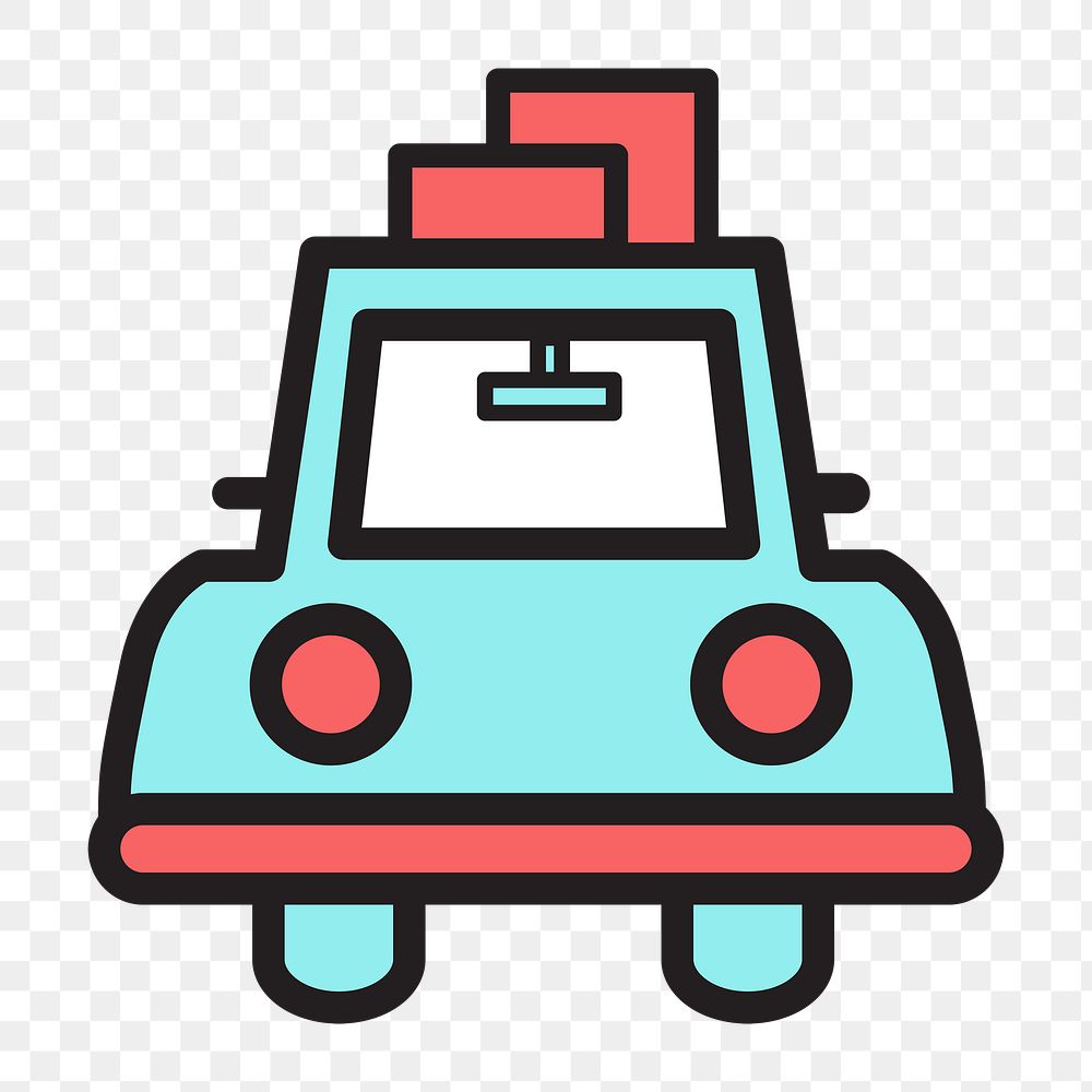 Car icon png, road trip illustration on  transparent background 