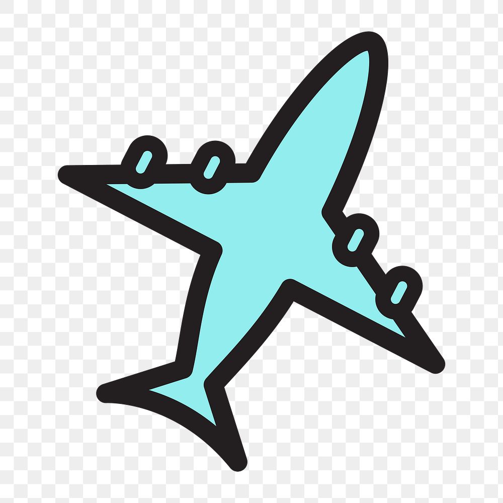 Airplane icon png, travel illustration on  transparent background 