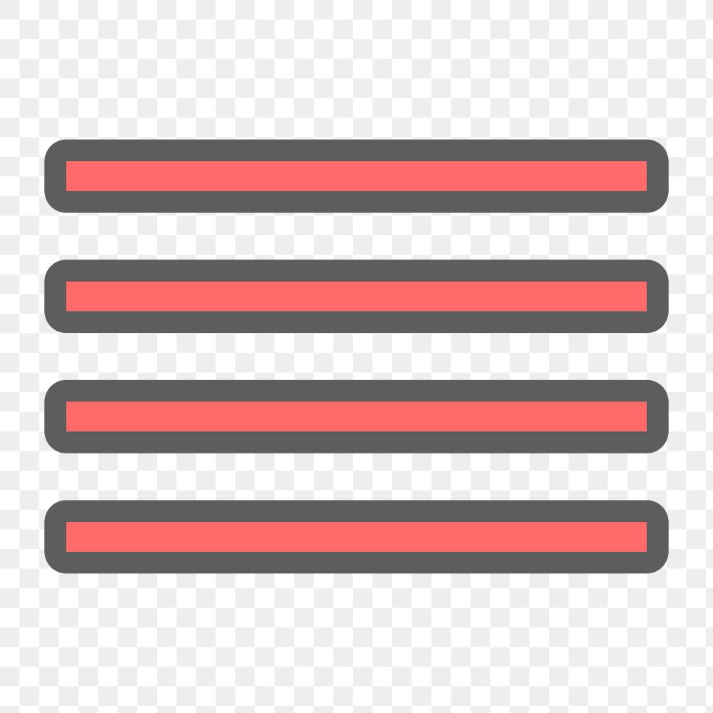 Typographic alignment icon png,  transparent background 