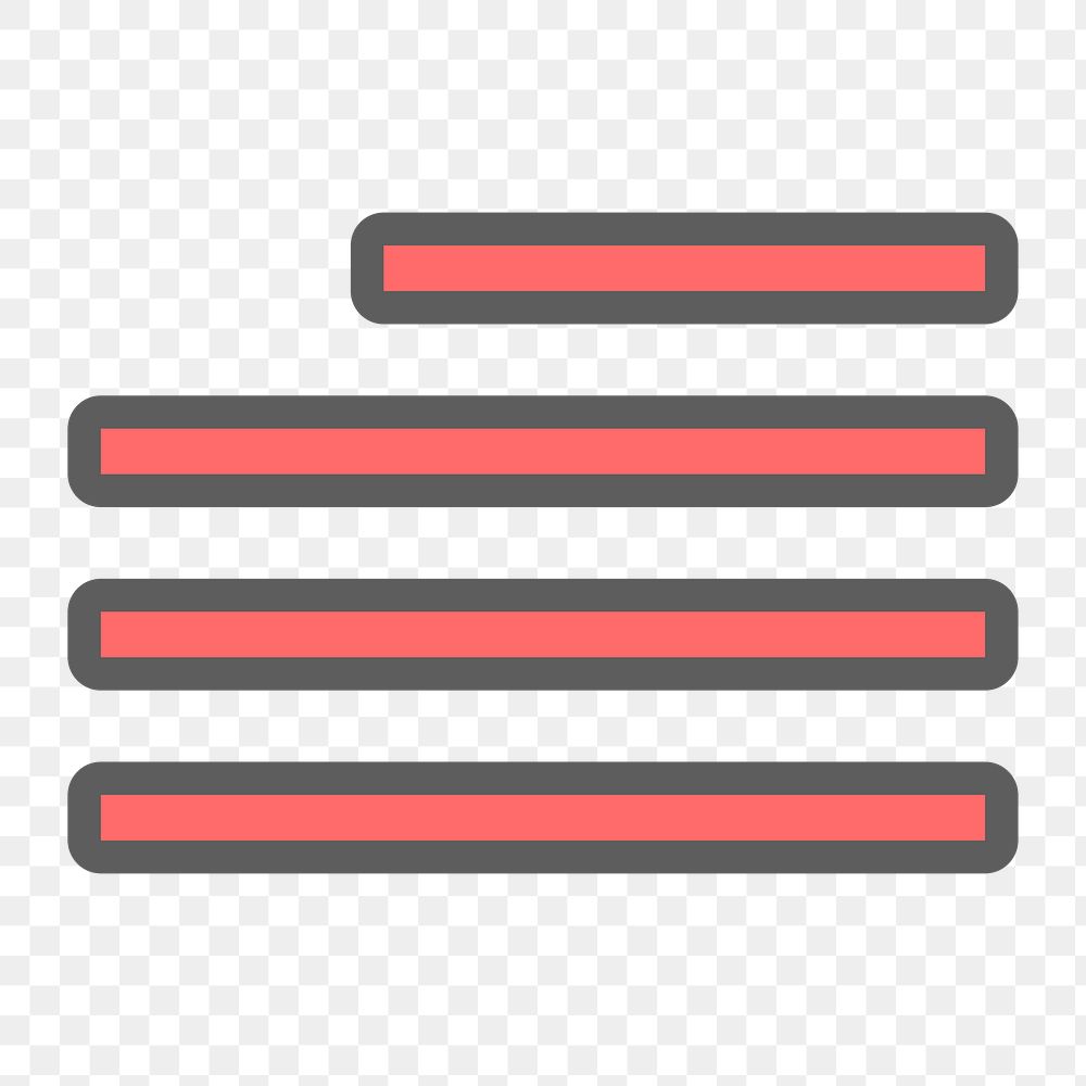 Typographic alignment icon png,  transparent background 