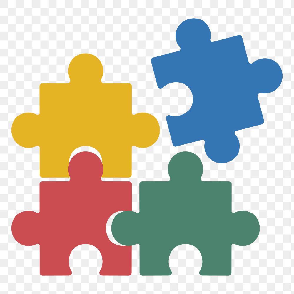 Jigsaw icon png, business collaboration illustration on transparent background 