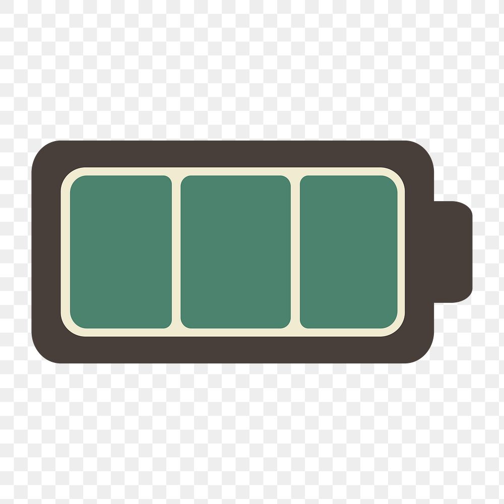 Battery full icon png, transparent background 