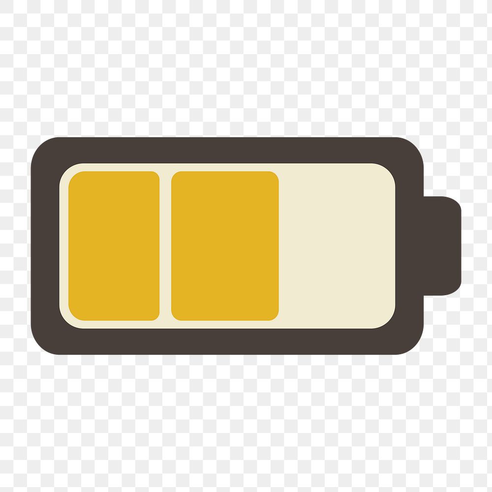 Half battery icon png,  transparent background 