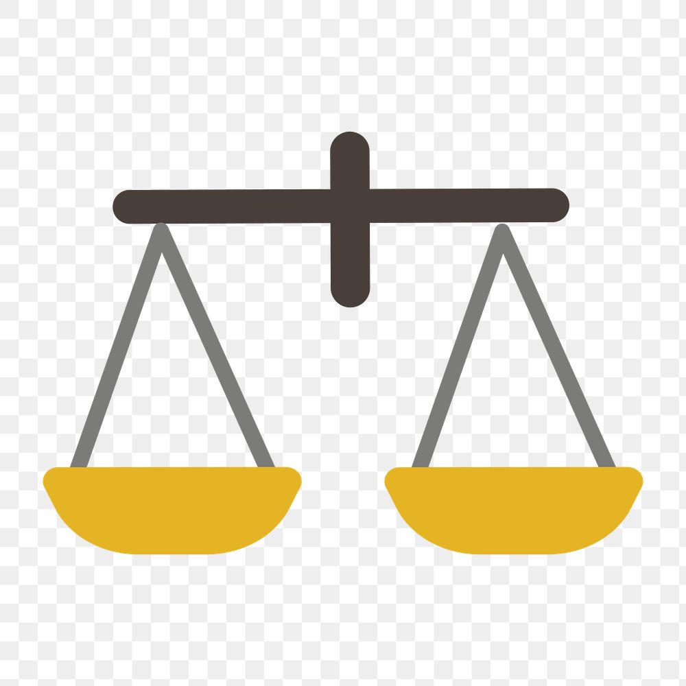 Shaker scales icon png, law concept illustration on  transparent background 