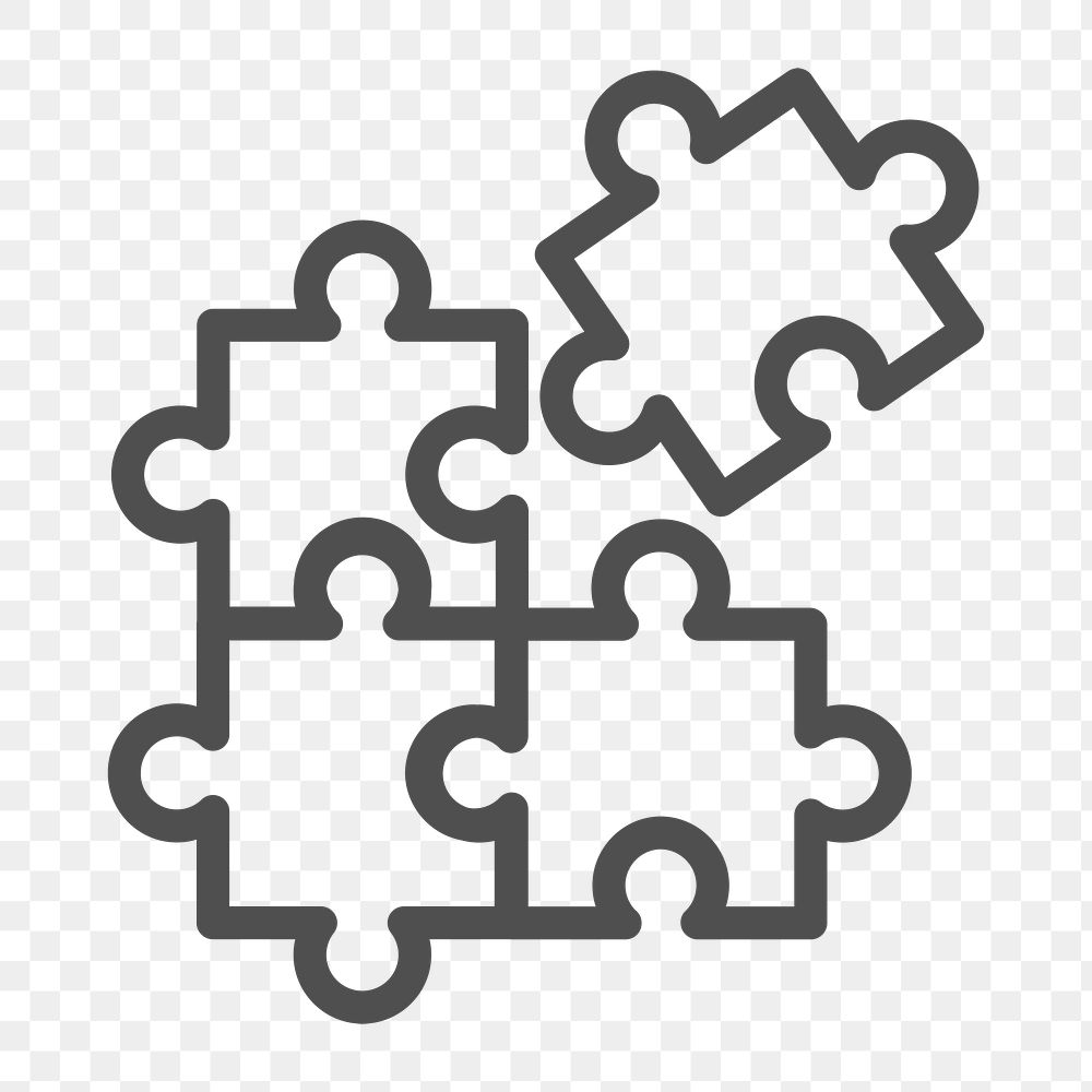 Jigsaw icon png, business solution illustration on transparent background