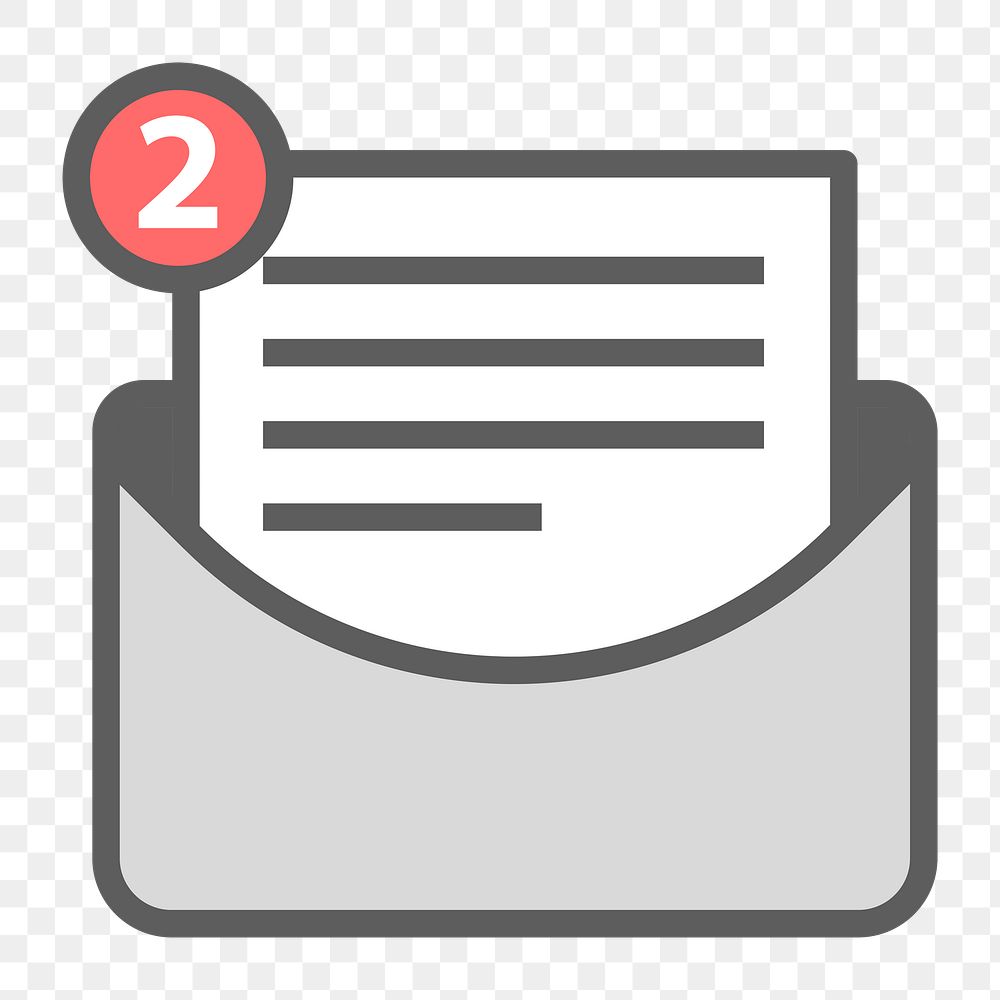 Email notification icon png, envelope illustration on  transparent background 