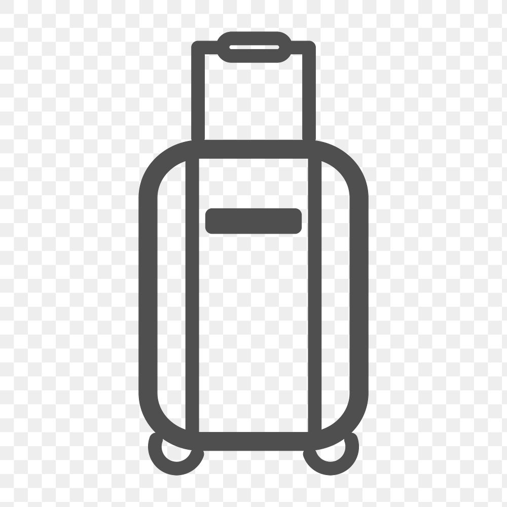 Luggage icon png, travel bag illustration on  transparent background 