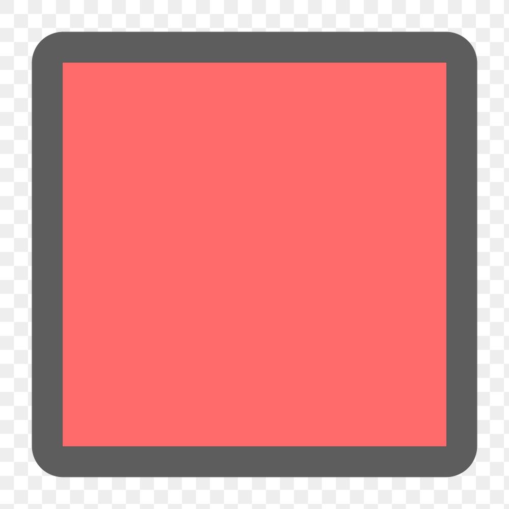 Red square button icon png shape transparent background