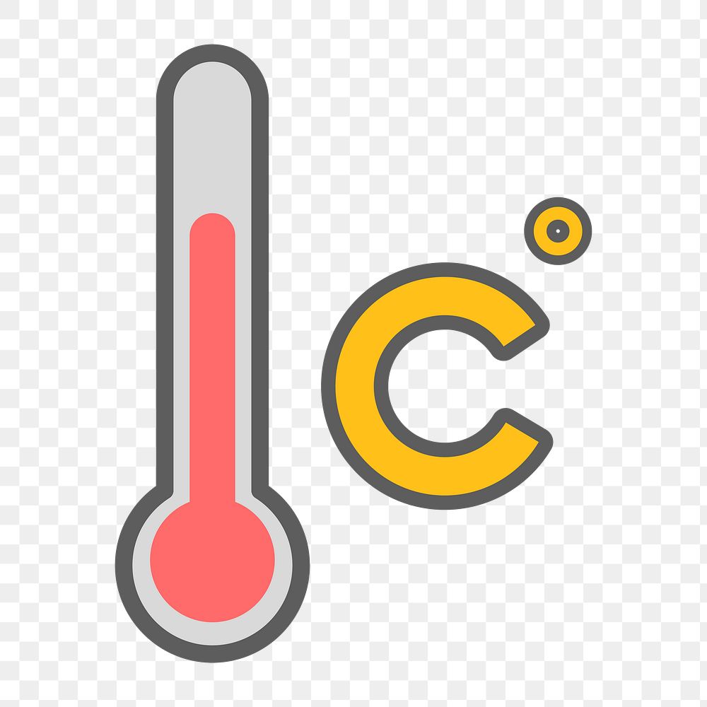 Celsius thermometer icon png, transparent background 