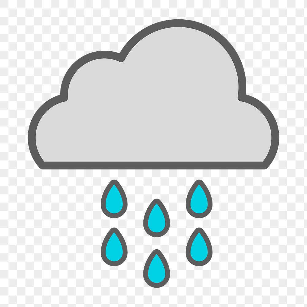 Rainy cloud icon png, weather forecast illustration on  transparent background 
