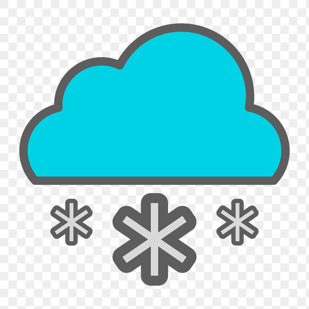Snowing icon png cloud, weather forecast illustration on  transparent background 