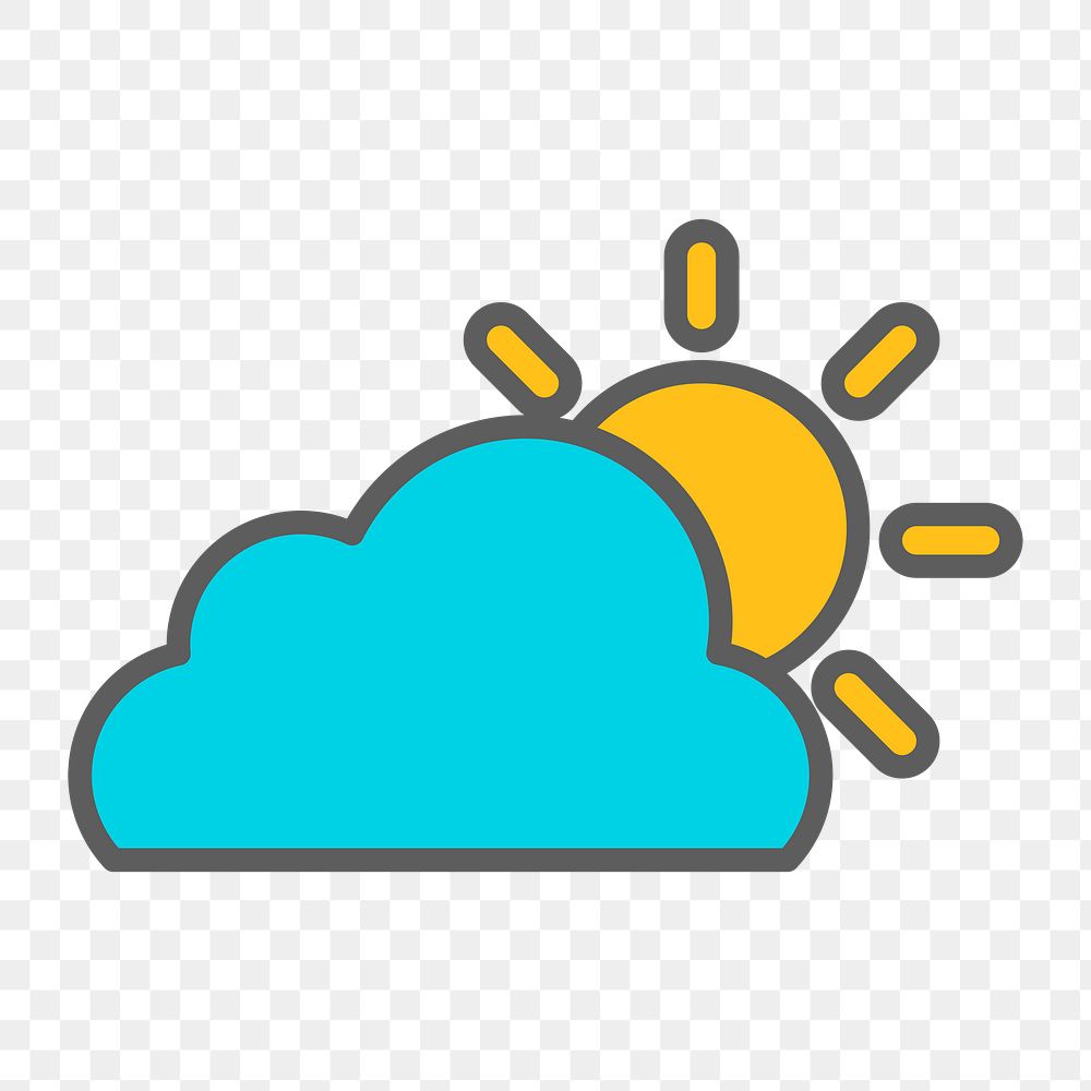Partly cloudy icon png, weather forecast illustration on  transparent background 