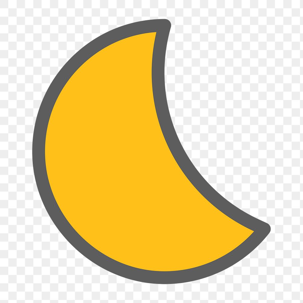 Crescent moon icon png cute weather, transparent background 