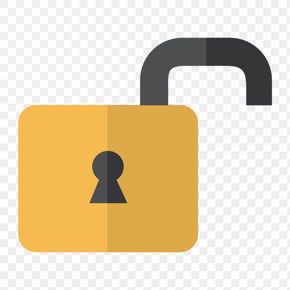 Unlock icon png, open padlock illustration on  transparent background 