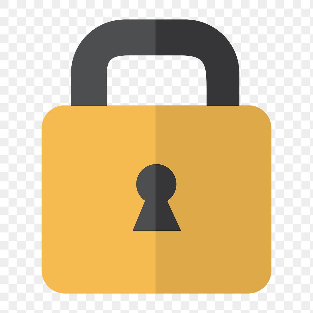 Padlock icon png, security illustration on transparent background 