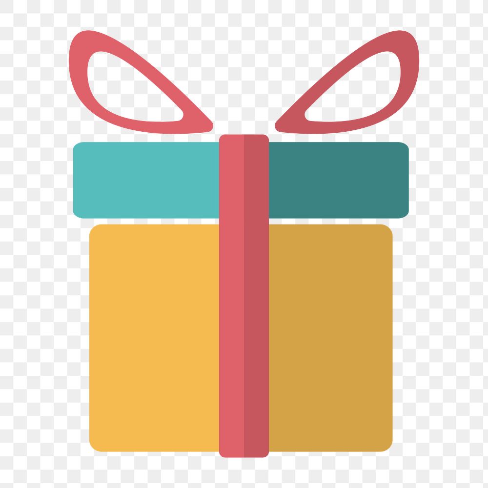Gift box icon png, cute illustration on  transparent background 
