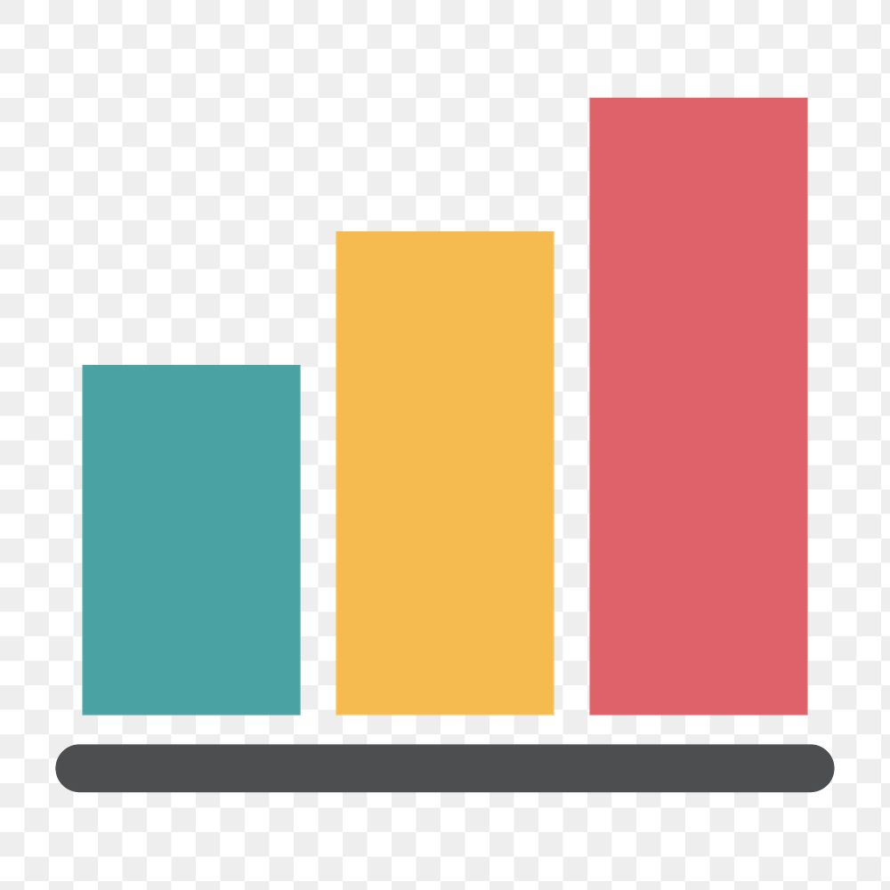 Bar chart icon png, data analysis graph Illustration on  transparent background 